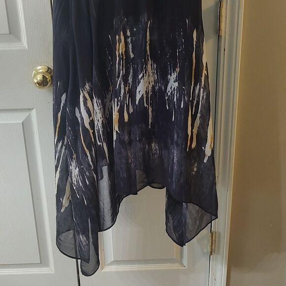 Simply Vera Vera Wang Sleeveless V Neck Shark-bite Hem navy purple Dress Size M - Picture 6 of 9